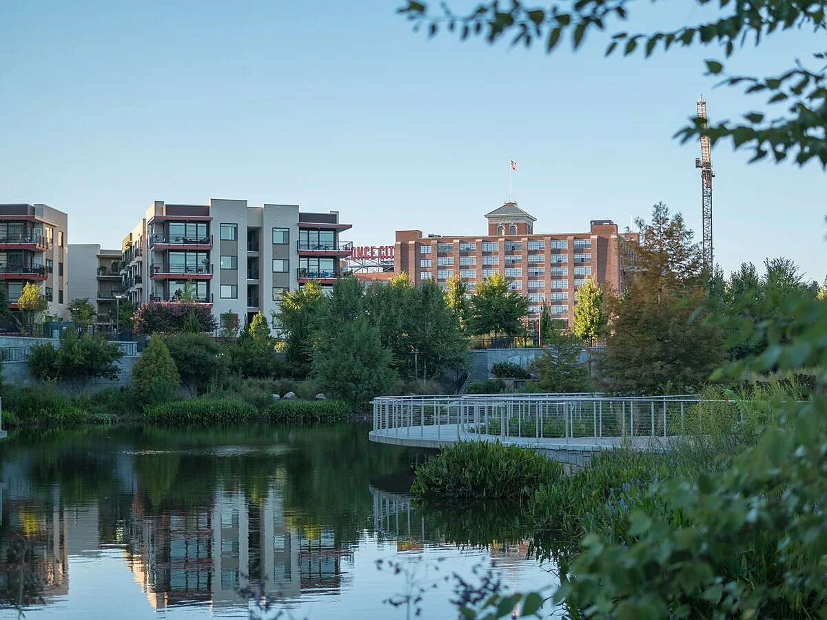 Things to do in Atlanta this weekend: Ponce City Market and Historic Fourth Ward Park at sunset