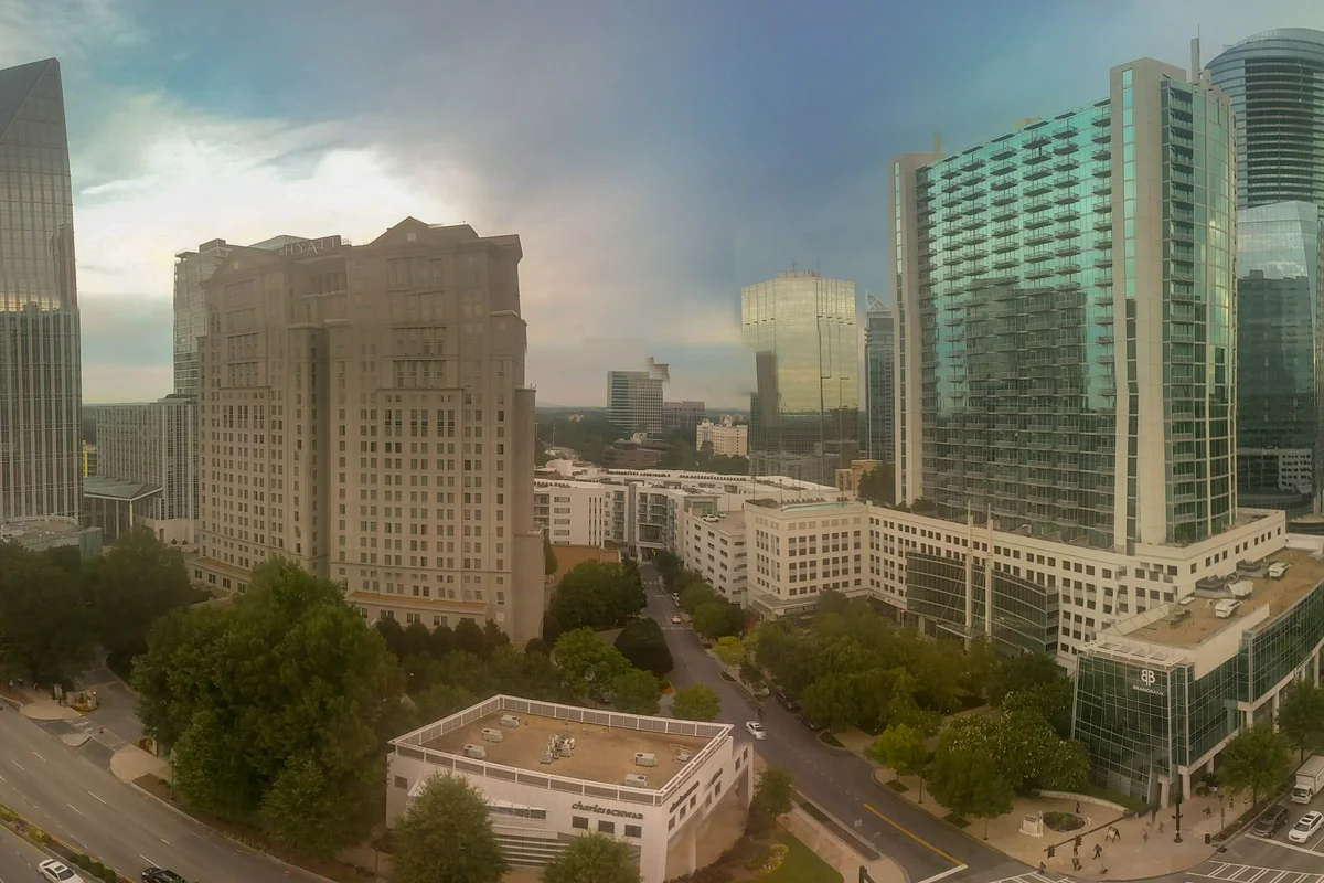 Business district of Buckhead in Atlanta with high-rise buildings