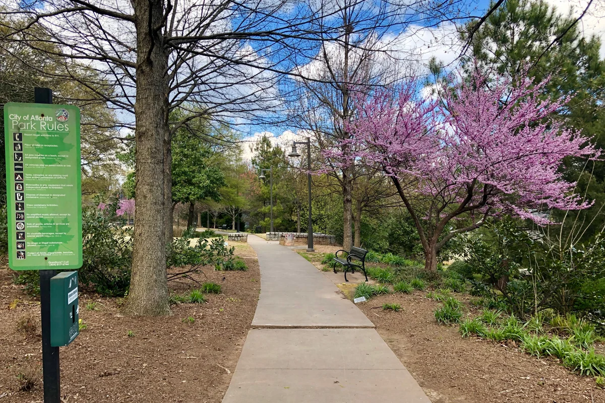 Cabbagetown Park green space in Atlanta historic mill district