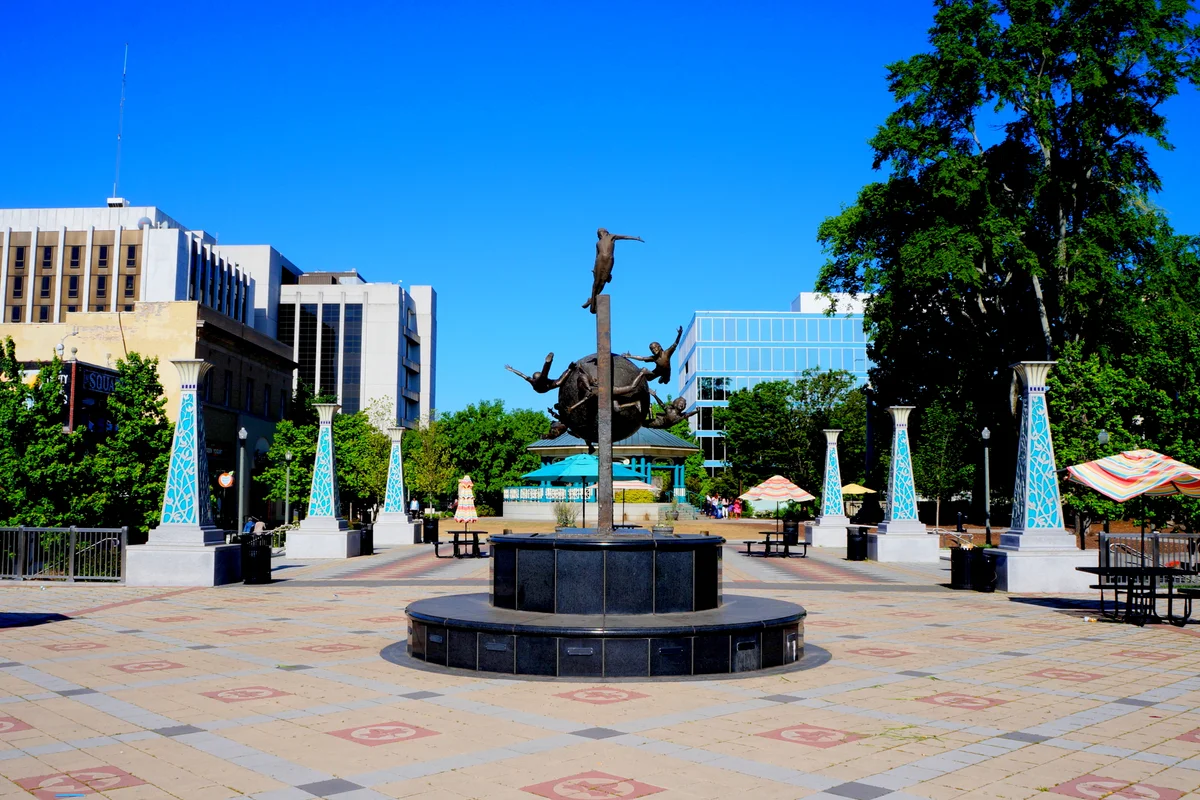 Decatur Square with local shops and restaurants in downtown Decatur Georgia