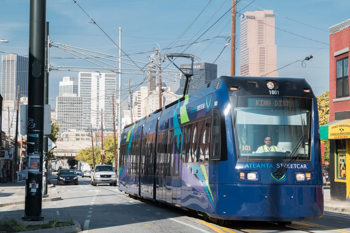 Atlanta Streetcar on Edgewood Avenue in the Edgewood neighborhood