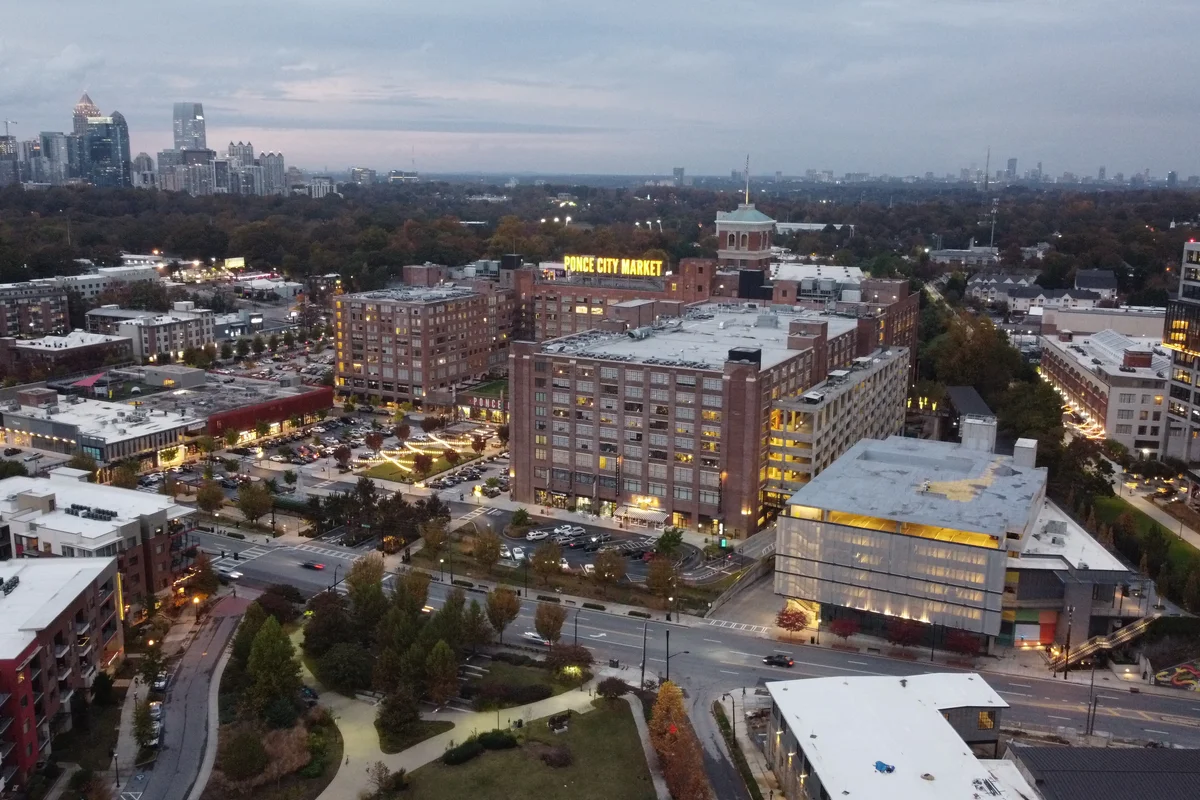 Ponce City Market viewed from Historic Fourth Ward Park along the BeltLine