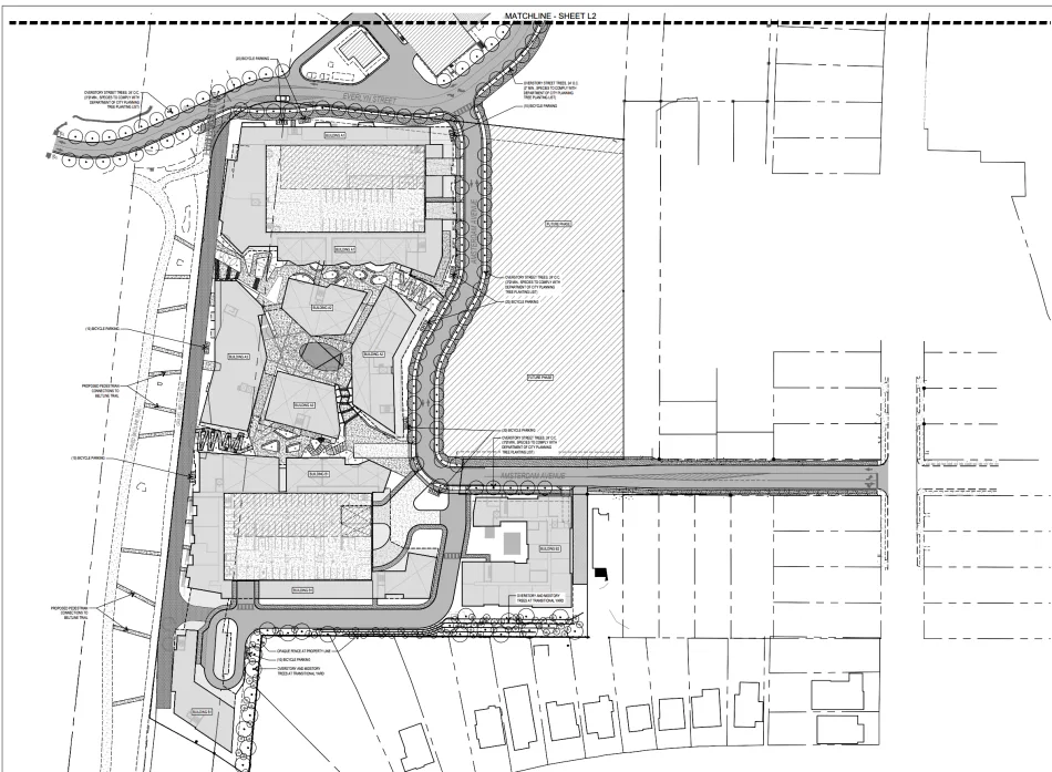Site plan rendering of Portman Holdings' Amsterdam Walk phase one redevelopment along Monroe Drive