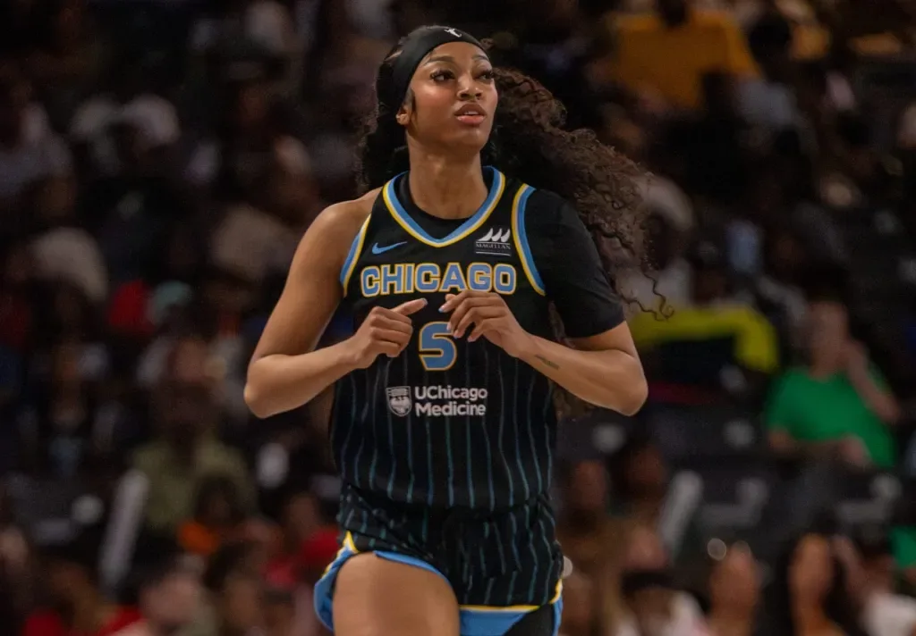 Angel Reese during a WNBA game, now traded to the Atlanta Dream
