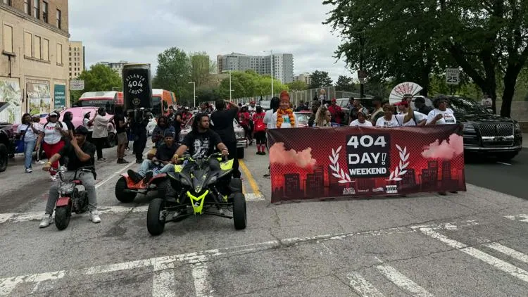 Crowds at the second annual 404 Day parade in Downtown Atlanta