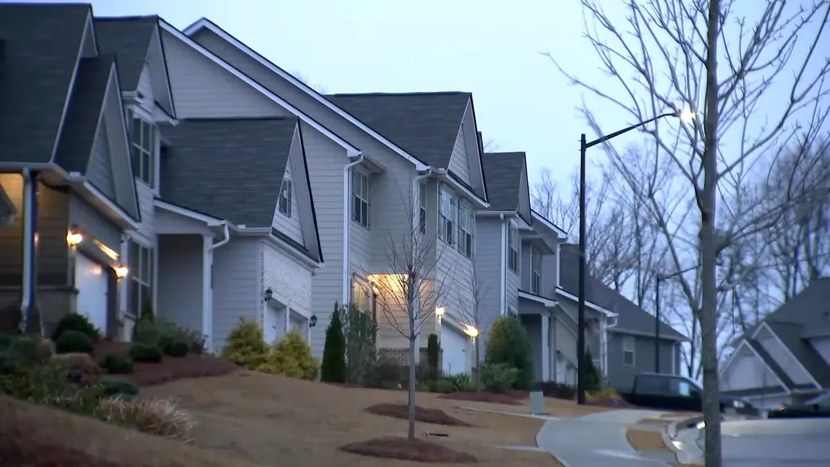 Atlanta skyline and residential homes