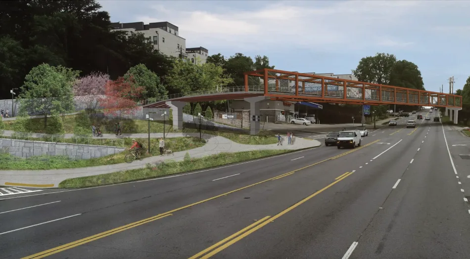 Rendering of the Beltline Northwest Trail pedestrian bridge over Northside Drive