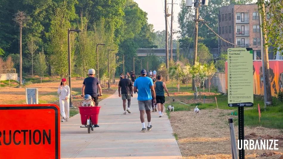 View looking south along the new BeltLine Southeast Trail near Glenwood Avenue