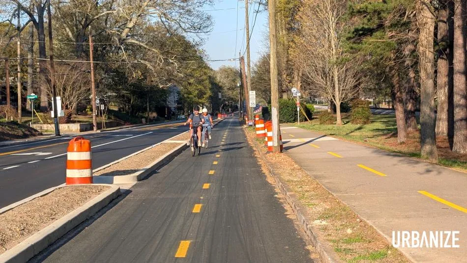 New concrete-protected bike lanes on West Howard Avenue in Decatur