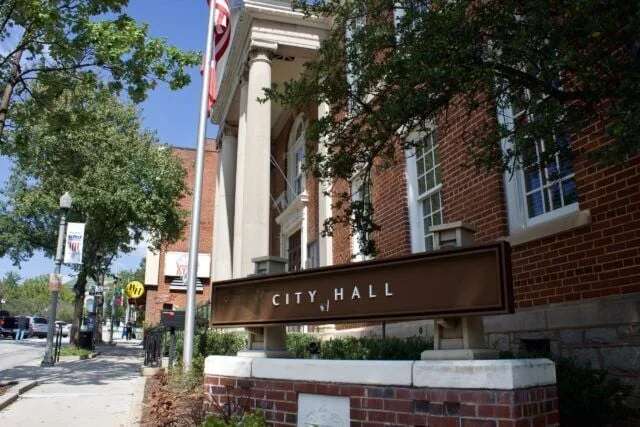 Decatur residential street with on-street parking near downtown