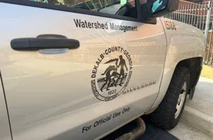 DeKalb County water main break repair at North Druid Hills and Lawrenceville Highway