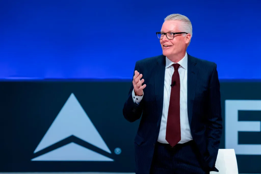 Delta CEO Ed Bastian speaking at an event