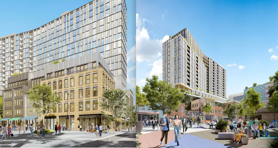 Rendering of proposed South Downtown towers along South Broad Street