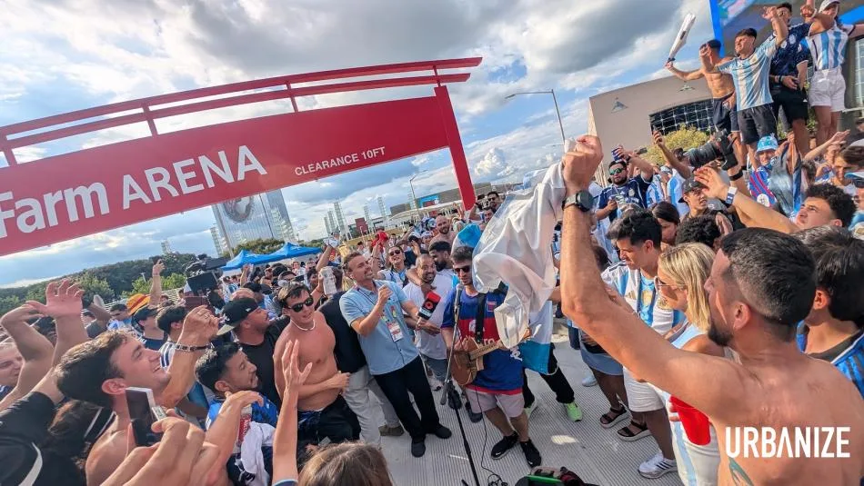Fans fill downtown Atlanta near Mercedes-Benz Stadium for the World Cup semifinal