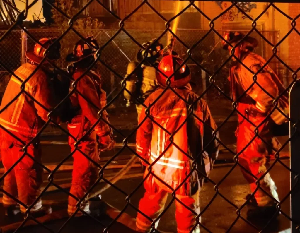 Atlanta firefighters at a union meeting