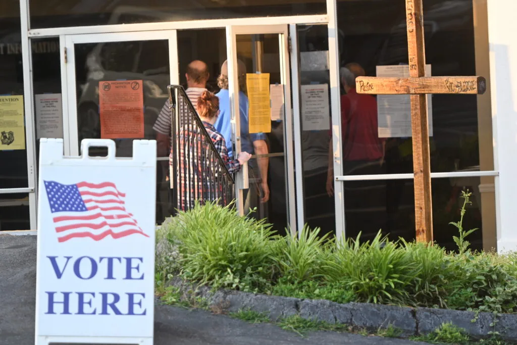 Georgia primary voter at a Fulton County polling location