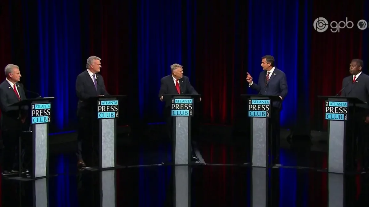 Voter casting a ballot at a Georgia early voting site