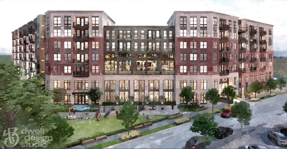 Rendering of proposed Grant Park apartment building near The Beacon