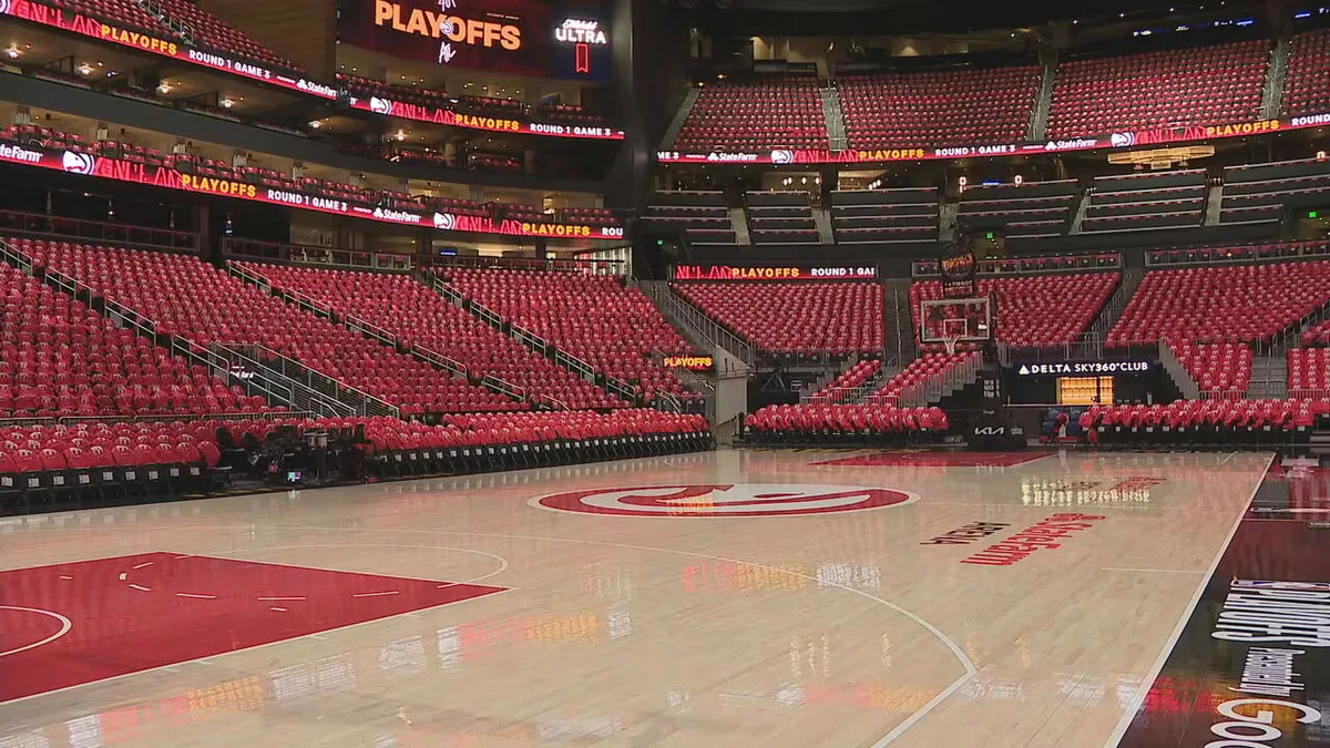 Hawks fans at State Farm Arena ahead of playoff Game 3