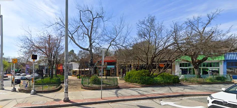 The renovated Findley Plaza in Little Five Points at Euclid and Moreland avenues