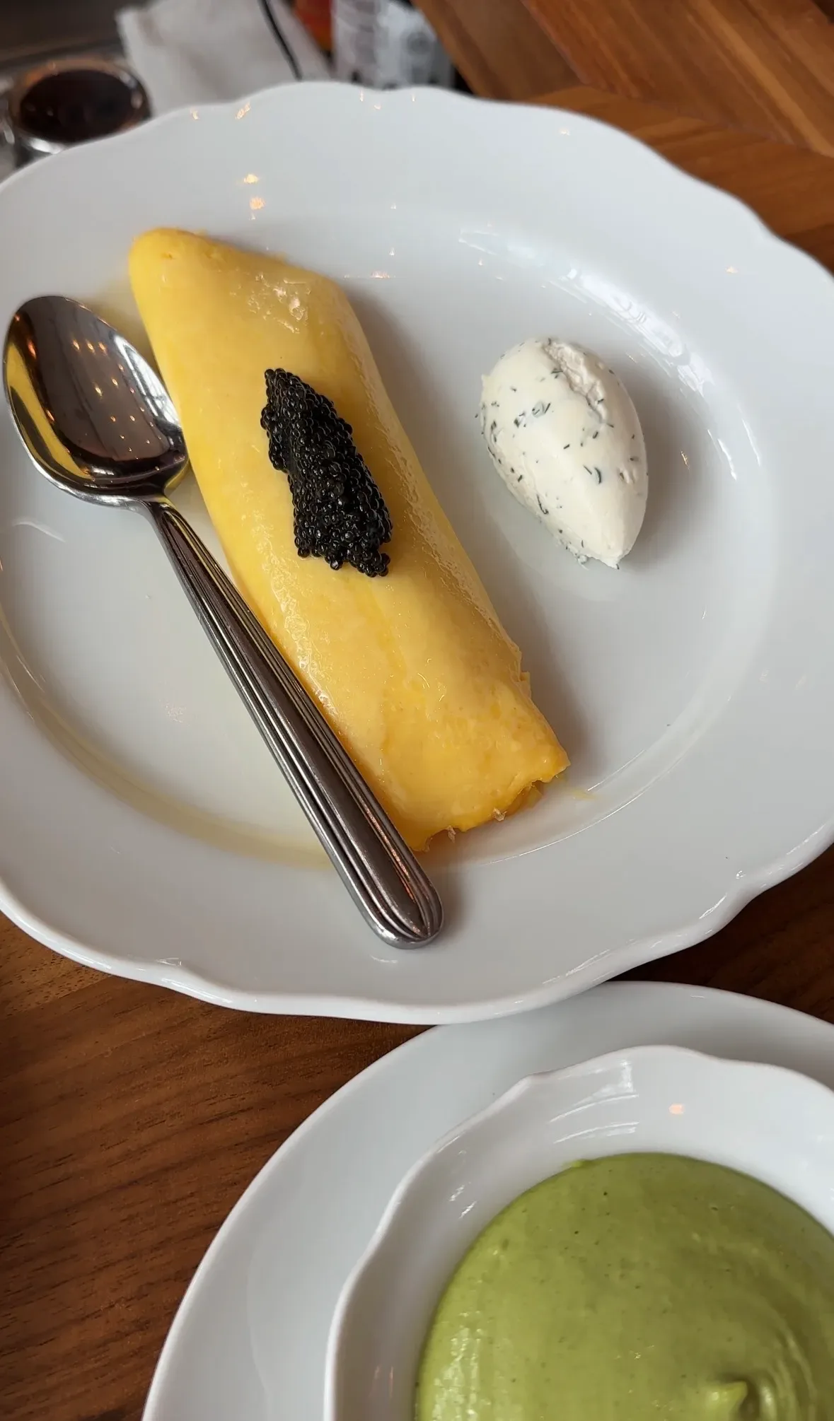 French omelet with caviar at Lucian Books and Wine