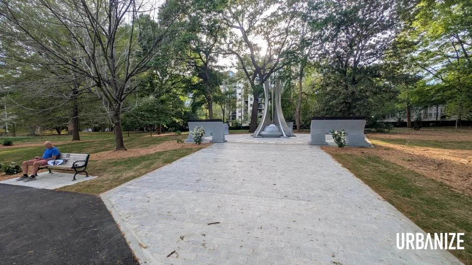 The completed Sons of Atlanta Vietnam War Monument and Memorial Experience in Piedmont Park