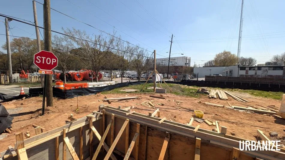Construction equipment and cleared site at Chester Avenue and Fulton Terrace in Reynoldstown