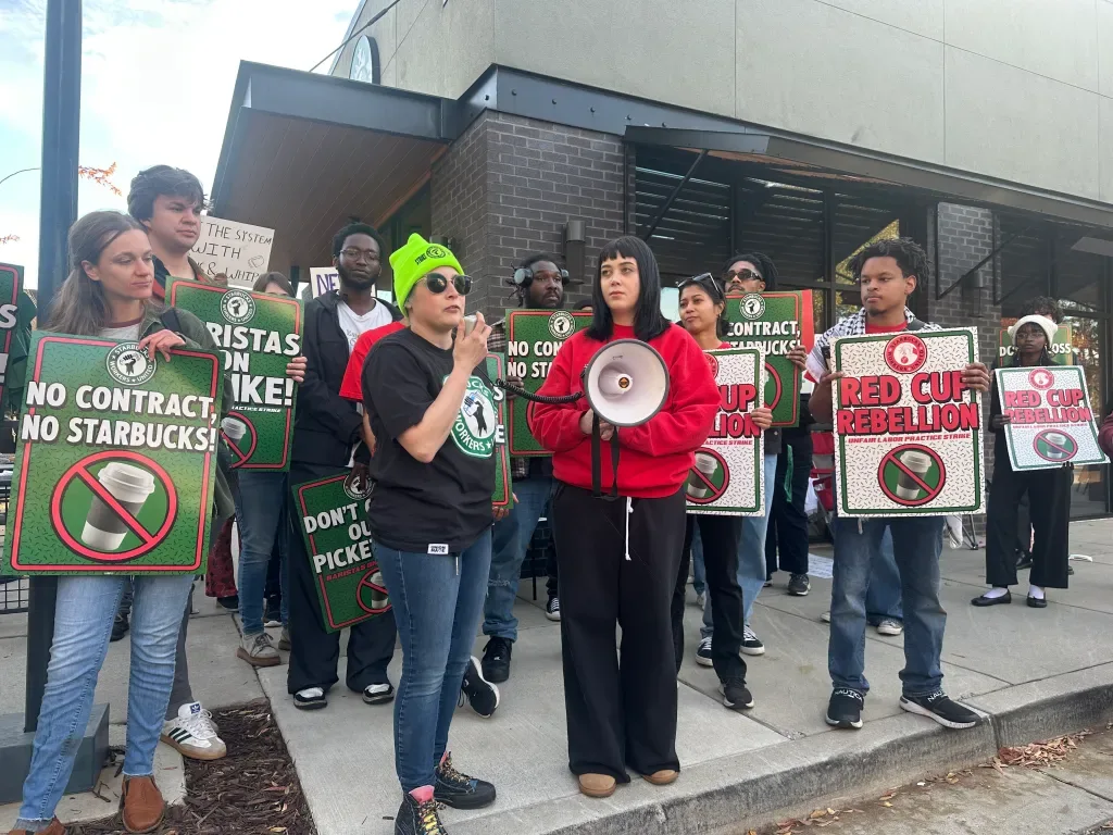 Starbucks Workers United baristas on strike