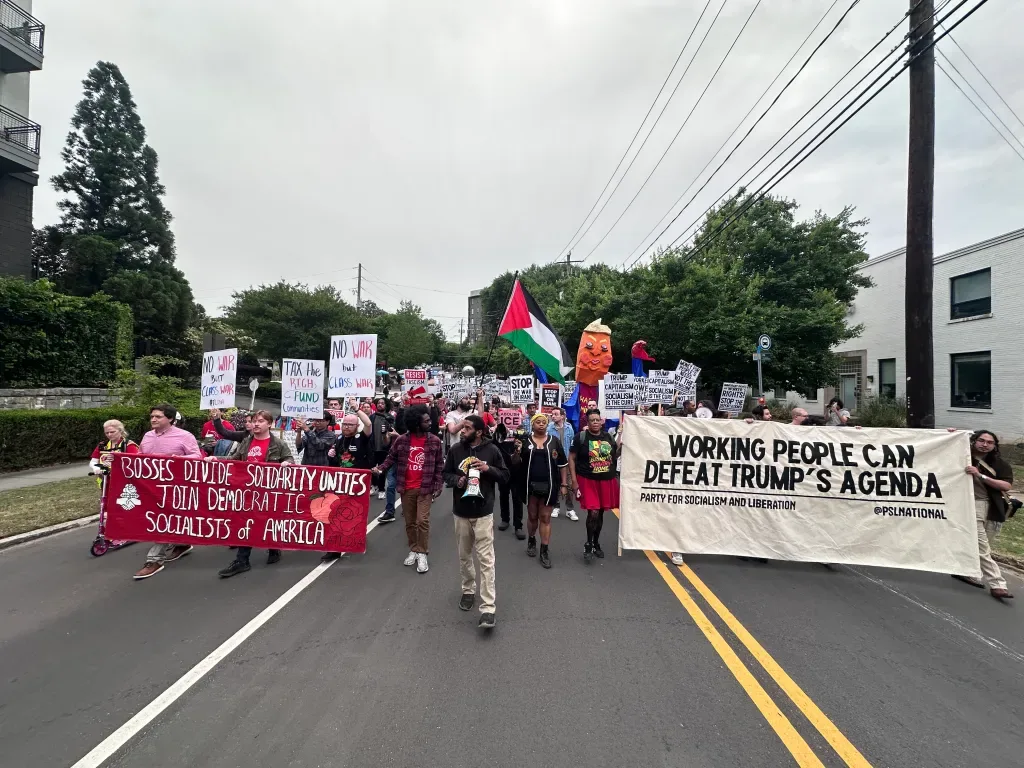 Teamsters May Day march through downtown Atlanta with hundreds of participants