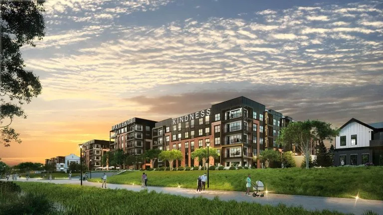 Rendering of Woodrow House mixed-income development on the BeltLine Westside Trail in West End